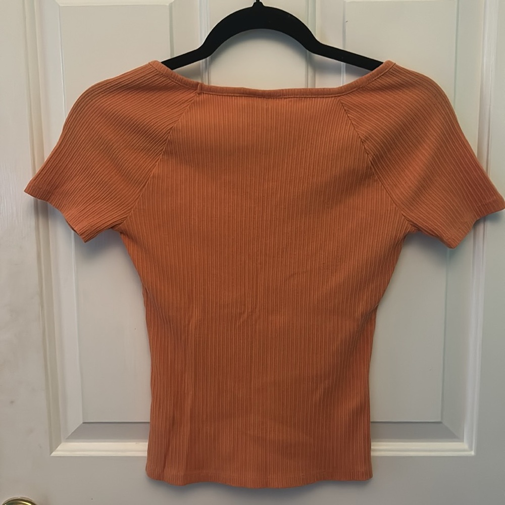 Orange Fitted Ribbed Top - Picture 2 of 2